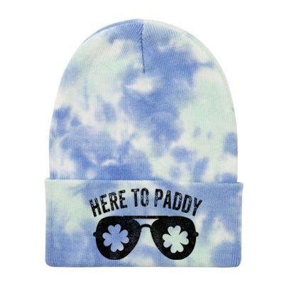 Here To Paddy St Patrick's Day Cute Funny St Paddy's Outfit Great Gift Tie Dye 12in Knit Beanie