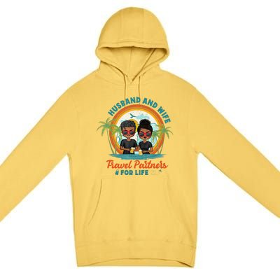 HusbandWife Travel Partners For Life Retro SummerBeach Premium Pullover Hoodie