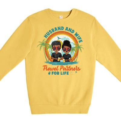 HusbandWife Travel Partners For Life Retro SummerBeach Premium Crewneck Sweatshirt