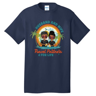 HusbandWife Travel Partners For Life Retro SummerBeach Tall T-Shirt