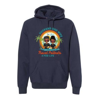 HusbandWife Travel Partners For Life Retro SummerBeach Premium Hoodie