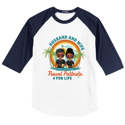 HusbandWife Travel Partners For Life Retro SummerBeach Baseball Sleeve Shirt