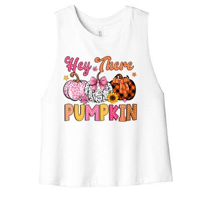 Hey There Pumpkin Fall Season Halloween Lover Women's Racerback Cropped Tank