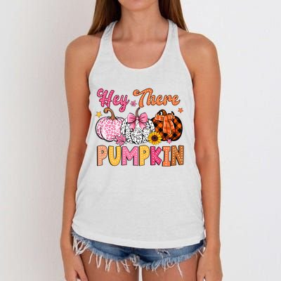 Hey There Pumpkin Fall Season Halloween Lover Women's Knotted Racerback Tank