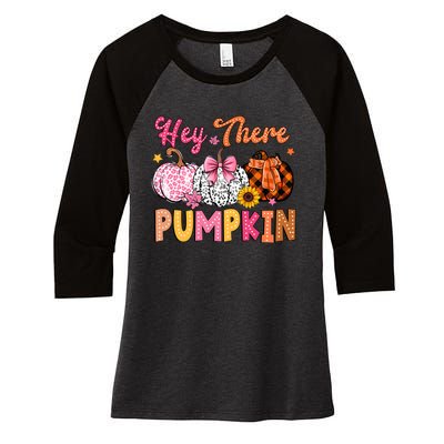 Hey There Pumpkin Fall Season Halloween Lover Women's Tri-Blend 3/4-Sleeve Raglan Shirt