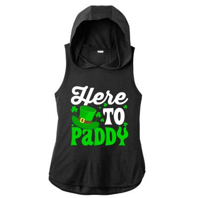 Here To Paddy Gift Ladies PosiCharge Tri-Blend Wicking Draft Hoodie Tank