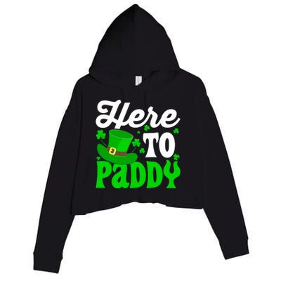 Here To Paddy Gift Crop Fleece Hoodie