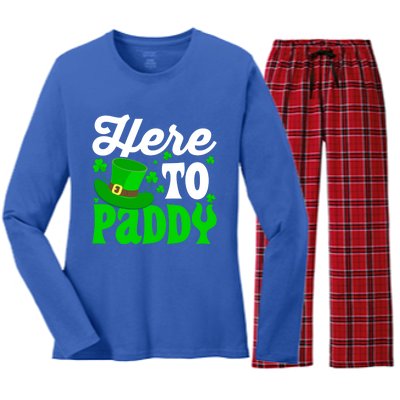 Here To Paddy Gift Women's Long Sleeve Flannel Pajama Set 