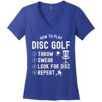 How To Play Disc Golf Funny Meaningful Gift Women's V-Neck T-Shirt