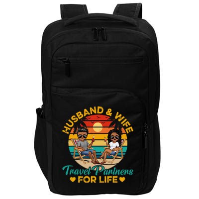 HusbandWife Travel Partners For Life Beach Summer Dark Impact Tech Backpack