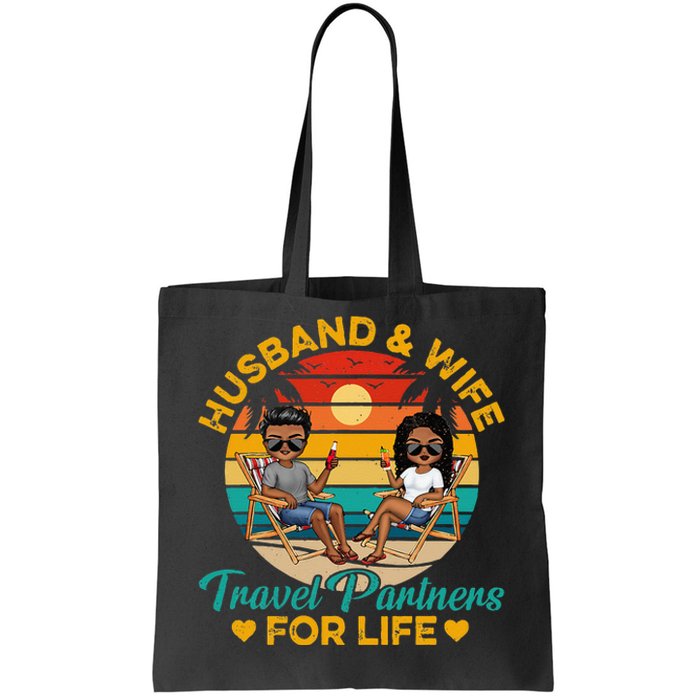 HusbandWife Travel Partners For Life Beach Summer Dark Tote Bag