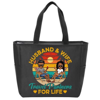 HusbandWife Travel Partners For Life Beach Summer Dark Zip Tote Bag