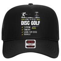 How To Play Disc Golf Frisbee Disc Golfer Humor Disc Golfing  High Crown Mesh Back Trucker Hat