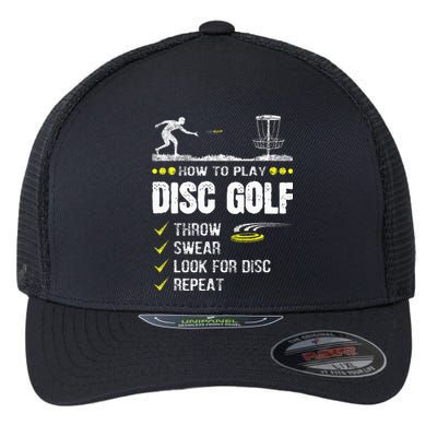 How To Play Disc Golf Frisbee Disc Golfer Humor Disc Golfing  Flexfit Unipanel Trucker Cap