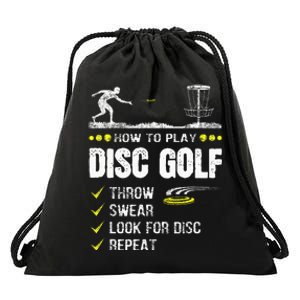 How To Play Disc Golf Frisbee Disc Golfer Humor Disc Golfing  Drawstring Bag