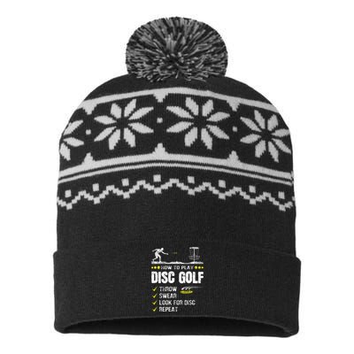 How To Play Disc Golf Frisbee Disc Golfer Humor Disc Golfing  USA-Made Snowflake Beanie