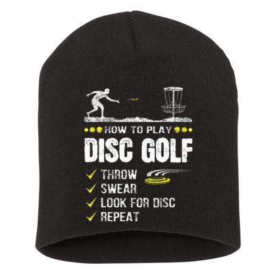 How To Play Disc Golf Frisbee Disc Golfer Humor Disc Golfing  Short Acrylic Beanie