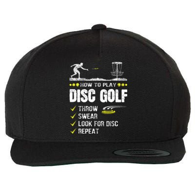 How To Play Disc Golf Frisbee Disc Golfer Humor Disc Golfing  Wool Snapback Cap