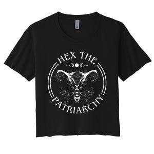 Hex the Patriarchy Floral Moon Feminist Witch Symbols Design Women's Crop Top Tee