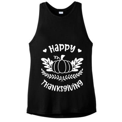 Happy Thanksgiving Pumpkin Cute Ladies PosiCharge Tri-Blend Wicking Tank