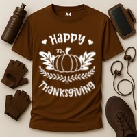 Happy Thanksgiving Pumpkin Cute Cooling Performance Crew T-Shirt