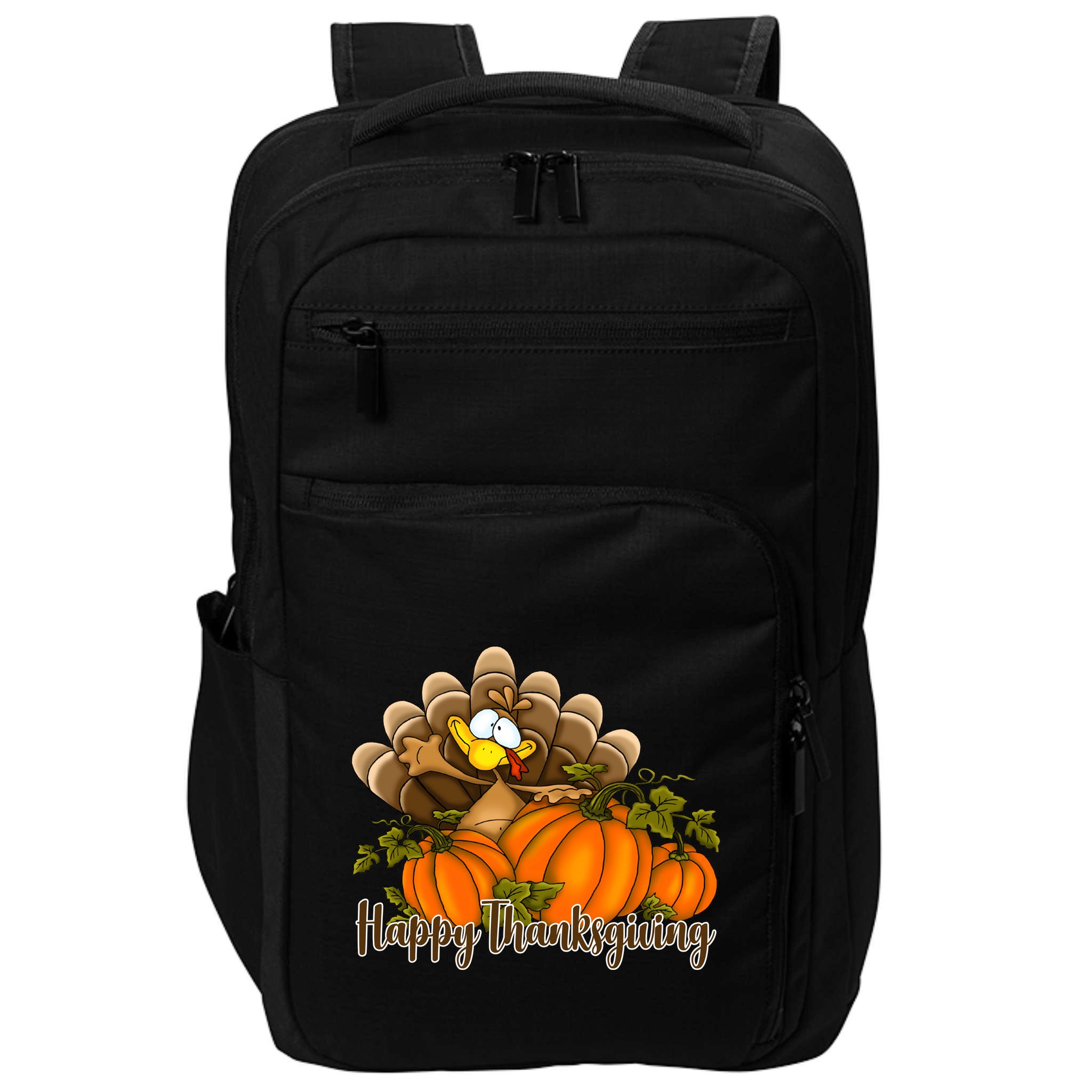 Happy Thanksgiving Pumpkins Fall Autumn Cute Turkey Impact Tech Backpack