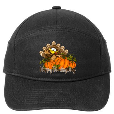 Happy Thanksgiving Pumpkins Fall Autumn Cute Turkey 7-Panel Snapback Hat