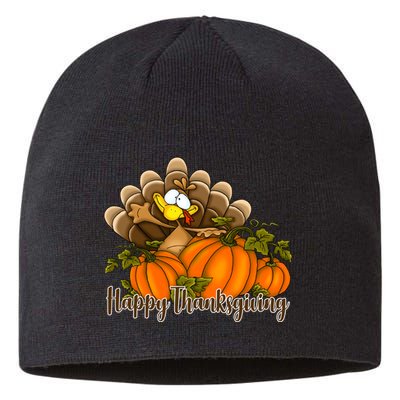 Happy Thanksgiving Pumpkins Fall Autumn Cute Turkey Sustainable Beanie