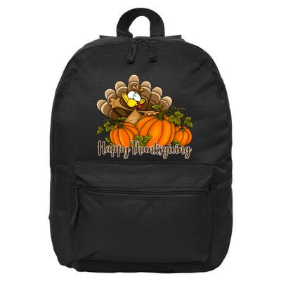 Happy Thanksgiving Pumpkins Fall Autumn Cute Turkey 16 in Basic Backpack
