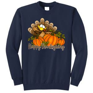 Happy Thanksgiving Pumpkins Fall Autumn Cute Turkey Tall Sweatshirt