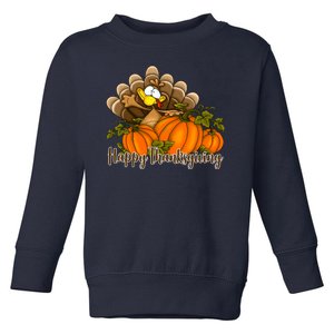 Happy Thanksgiving Pumpkins Fall Autumn Cute Turkey Toddler Sweatshirt