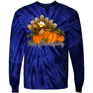 Happy Thanksgiving Pumpkins Fall Autumn Cute Turkey Tie-Dye Long Sleeve Shirt