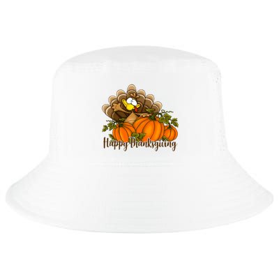 Happy Thanksgiving Pumpkins Fall Autumn Cute Turkey Cool Comfort Performance Bucket Hat