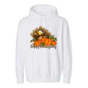 Happy Thanksgiving Pumpkins Fall Autumn Cute Turkey Garment-Dyed Fleece Hoodie