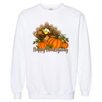 Happy Thanksgiving Pumpkins Fall Autumn Cute Turkey Garment-Dyed Sweatshirt