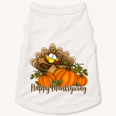 Happy Thanksgiving Pumpkins Fall Autumn Cute Turkey Doggie Tank