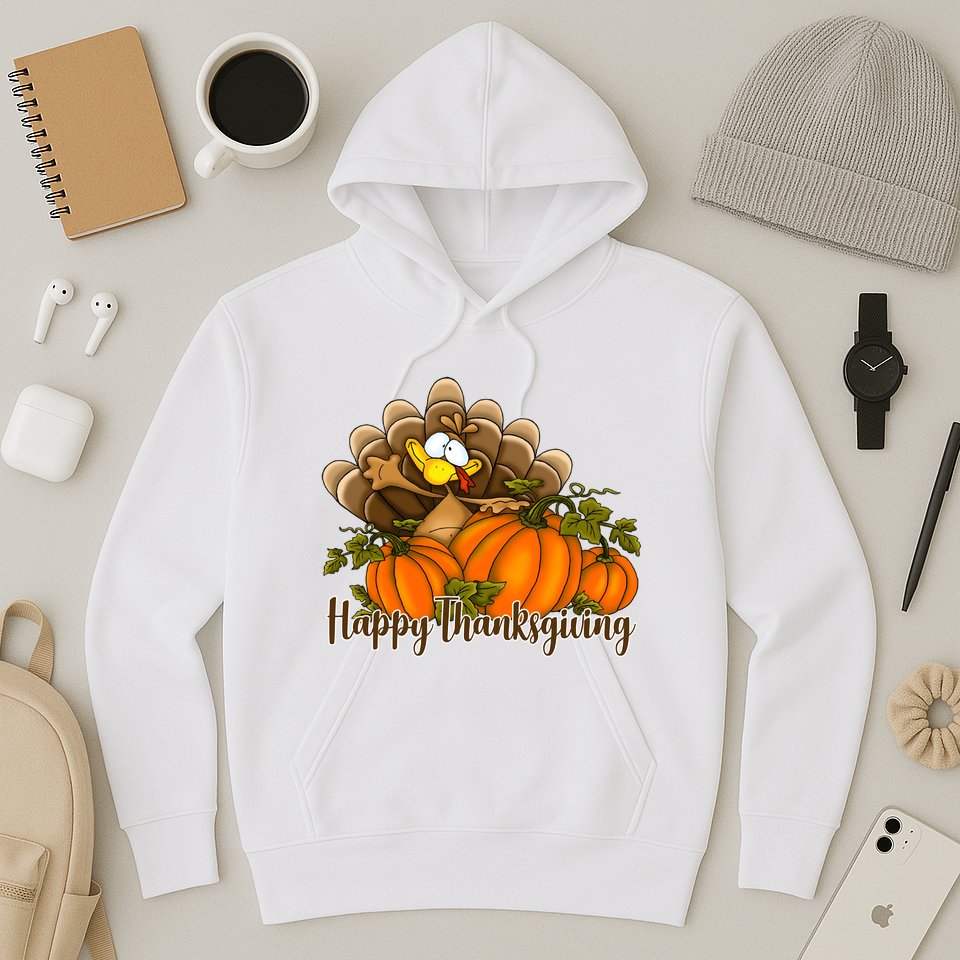 Happy Thanksgiving Pumpkins Fall Autumn Cute Turkey Hoodie