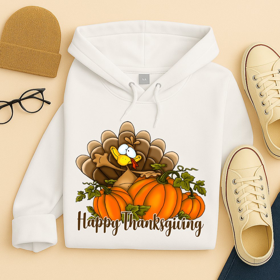 Happy Thanksgiving Pumpkins Fall Autumn Cute Turkey Hoodie