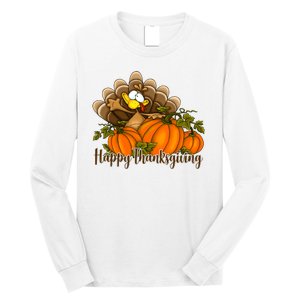 Happy Thanksgiving Pumpkins Fall Autumn Cute Turkey Long Sleeve Shirt