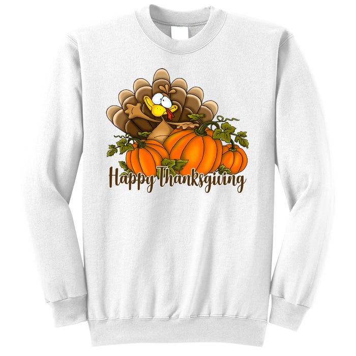 Happy Thanksgiving Pumpkins Fall Autumn Cute Turkey Sweatshirt