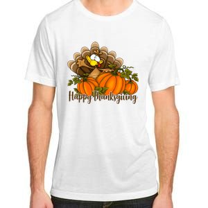 Happy Thanksgiving Pumpkins Fall Autumn Cute Turkey Adult ChromaSoft Performance T-Shirt