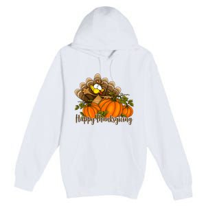 Happy Thanksgiving Pumpkins Fall Autumn Cute Turkey Premium Pullover Hoodie