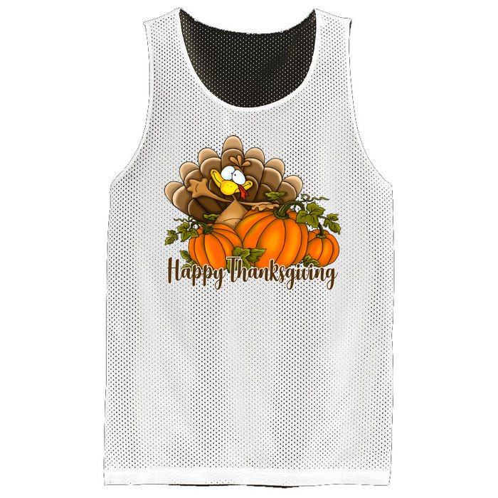 Happy Thanksgiving Pumpkins Fall Autumn Cute Turkey Mesh Reversible Basketball Jersey Tank