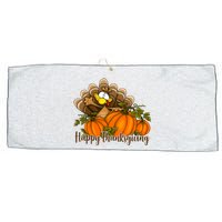 Happy Thanksgiving Pumpkins Fall Autumn Cute Turkey Large Microfiber Waffle Golf Towel