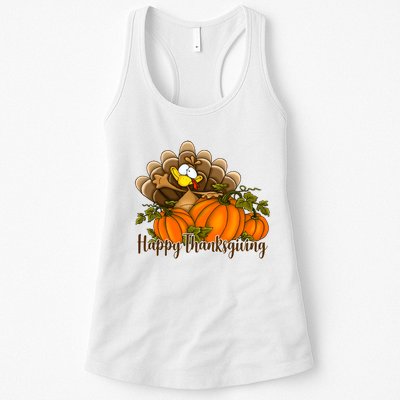 Happy Thanksgiving Pumpkins Fall Autumn Cute Turkey Womens Tank Top