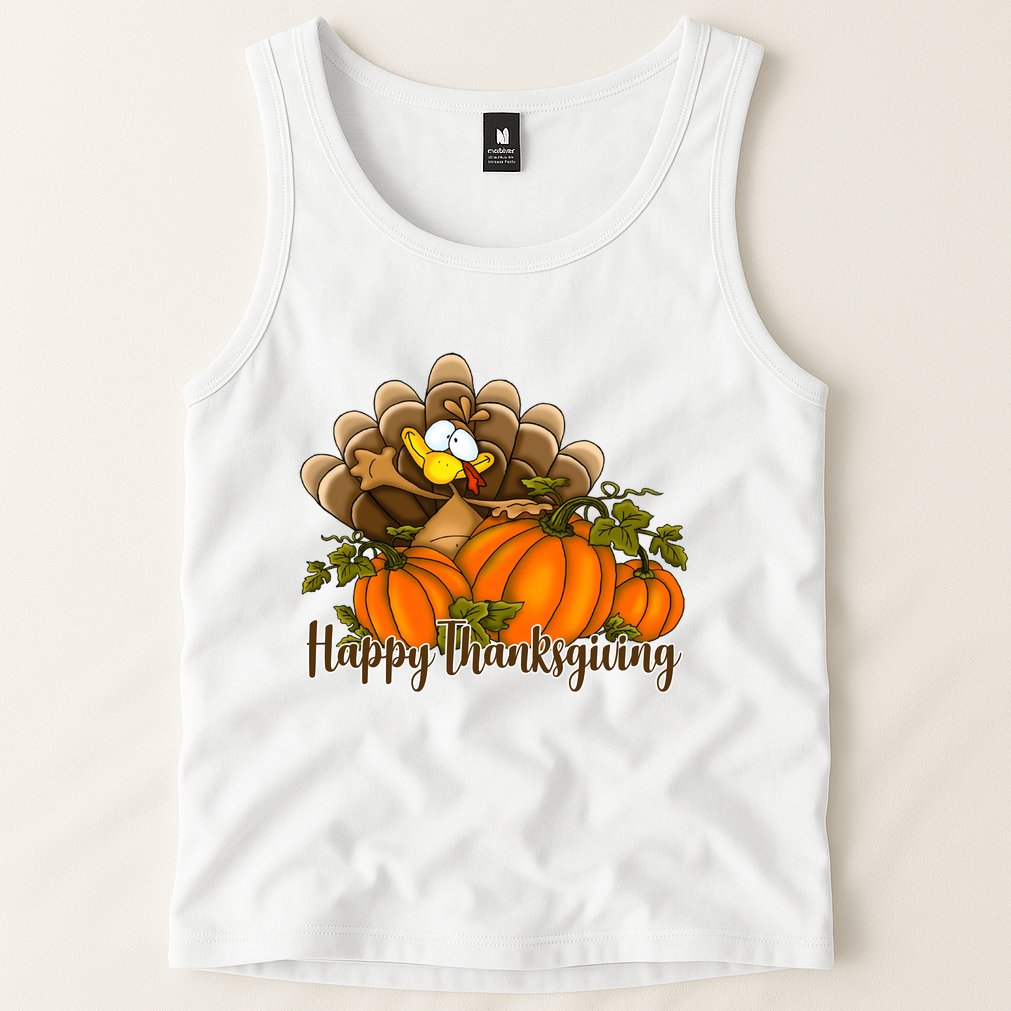 Happy Thanksgiving Pumpkins Fall Autumn Cute Turkey Tank Top