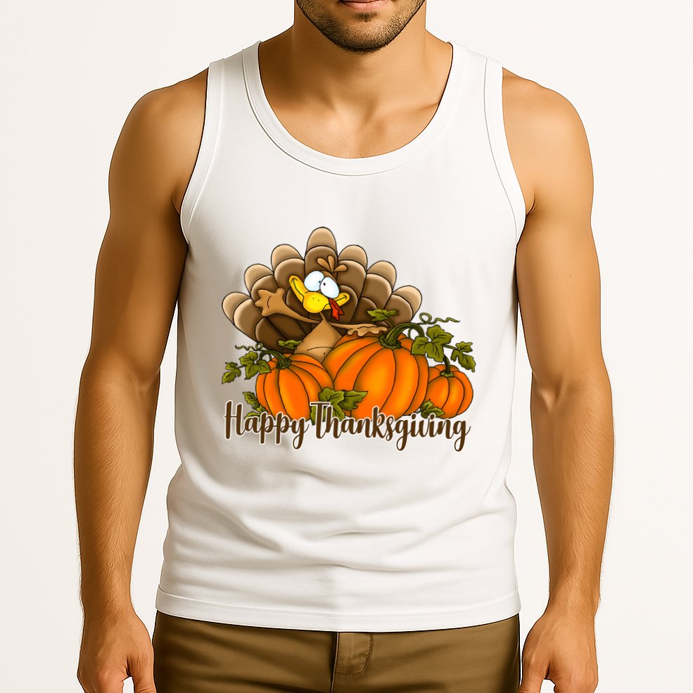 Happy Thanksgiving Pumpkins Fall Autumn Cute Turkey Tank Top