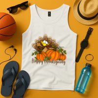 Happy Thanksgiving Pumpkins Fall Autumn Cute Turkey Tank Top