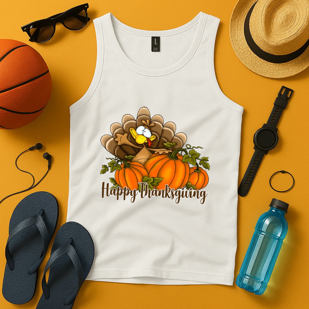 Happy Thanksgiving Pumpkins Fall Autumn Cute Turkey Tank Top