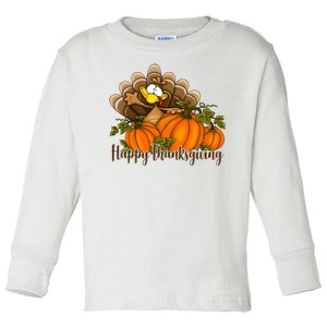 Happy Thanksgiving Pumpkins Fall Autumn Cute Turkey Toddler Long Sleeve Shirt